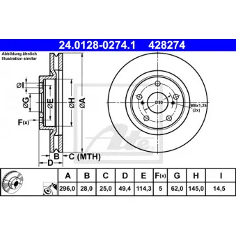 Jeu de 2 disques de frein avant ATE 24.0128-0274.1