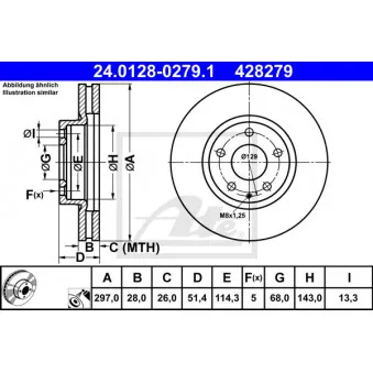 Jeu de 2 disques de frein avant ATE 24.0128-0279.1