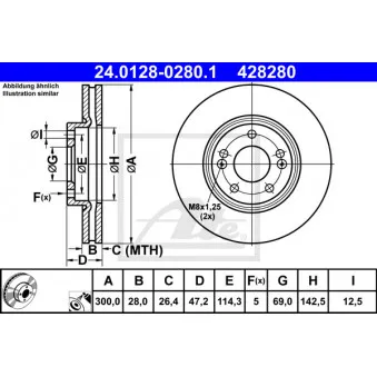 Jeu de 2 disques de frein avant ATE 24.0128-0280.1