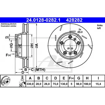 Disque de frein arrière gauche ATE 24.0128-0282.1