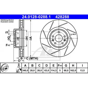 Jeu de 2 disques de frein avant ATE 24.0128-0288.1
