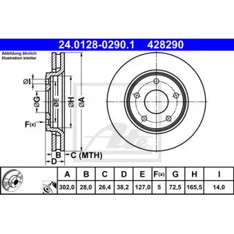 Jeu de 2 disques de frein avant ATE 24.0128-0290.1