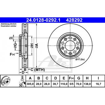 Jeu de 2 disques de frein avant ATE 24.0128-0292.1