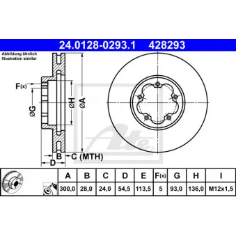 Jeu de 2 disques de frein avant ATE 24.0128-0293.1