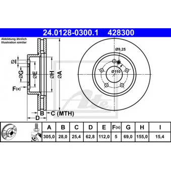 Jeu de 2 disques de frein avant ATE 24.0128-0300.1