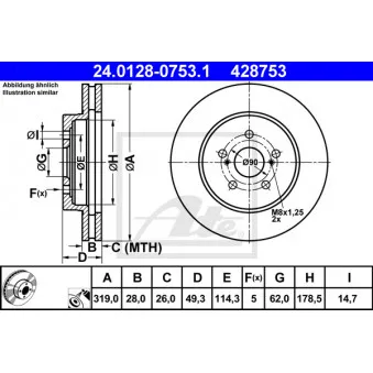 Jeu de 2 disques de frein avant ATE 24.0128-0753.1