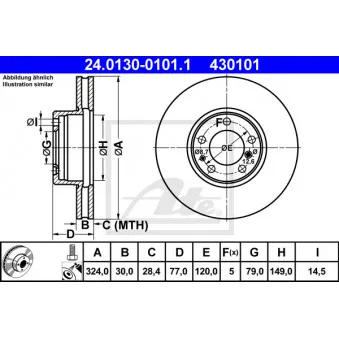 Jeu de 2 disques de frein avant ATE 24.0130-0101.1
