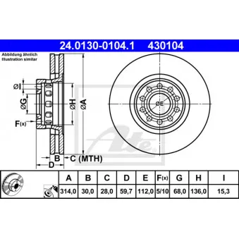 Jeu de 2 disques de frein avant ATE 24.0130-0104.1