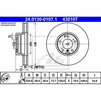 Jeu de 2 disques de frein avant ATE 24.0130-0107.1