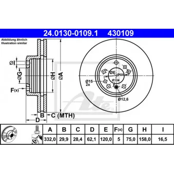 Jeu de 2 disques de frein avant ATE 24.0130-0109.1