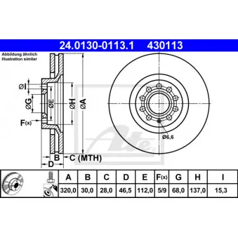Jeu de 2 disques de frein avant ATE 24.0130-0113.1