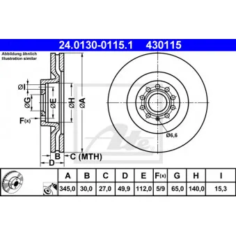 Jeu de 2 disques de frein avant ATE 24.0130-0115.1