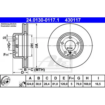 Jeu de 2 disques de frein avant ATE 24.0130-0117.1