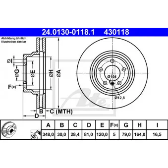 Jeu de 2 disques de frein avant ATE 24.0130-0118.1