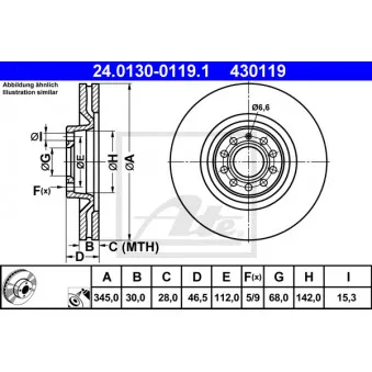 Jeu de 2 disques de frein avant ATE 24.0130-0119.1