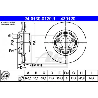 Jeu de 2 disques de frein avant ATE 24.0130-0120.1