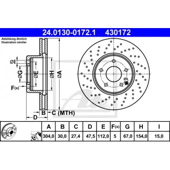 Jeu de 2 disques de frein avant ATE 24.0130-0172.1