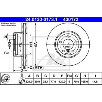 Jeu de 2 disques de frein avant ATE 24.0130-0173.1