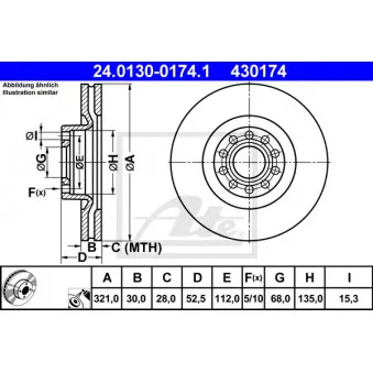 Jeu de 2 disques de frein avant ATE 24.0130-0174.1