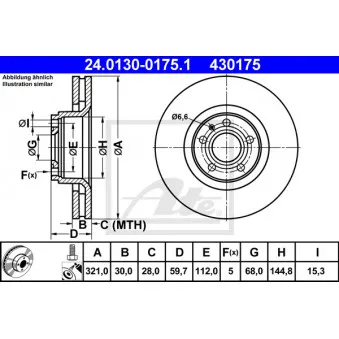 Jeu de 2 disques de frein avant ATE 24.0130-0175.1