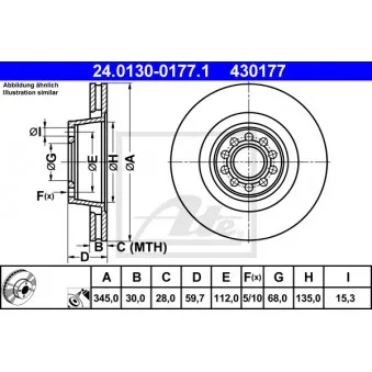 Jeu de 2 disques de frein avant ATE 24.0130-0177.1