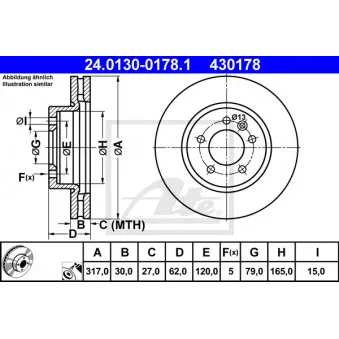 Jeu de 2 disques de frein avant ATE 24.0130-0178.1
