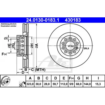 Jeu de 2 disques de frein avant ATE 24.0130-0183.1