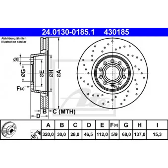Jeu de 2 disques de frein avant ATE 24.0130-0185.1