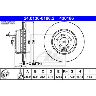 Jeu de 2 disques de frein avant ATE 24.0130-0186.2