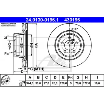 Jeu de 2 disques de frein avant ATE 24.0130-0196.1