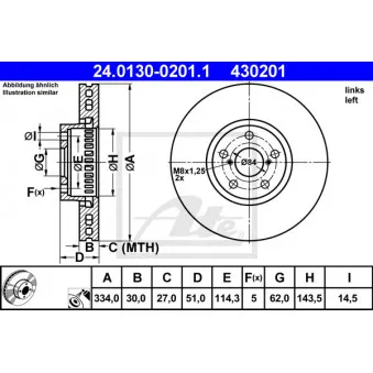 Disque de frein avant gauche ATE 24.0130-0201.1