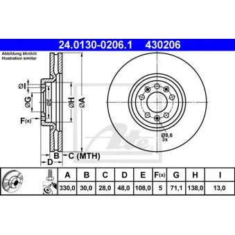 Jeu de 2 disques de frein avant ATE 24.0130-0206.1