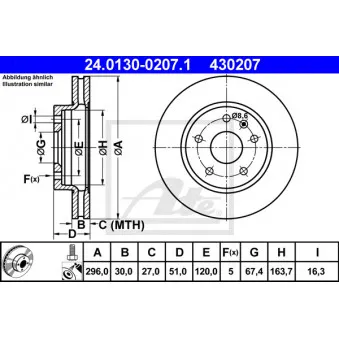 Jeu de 2 disques de frein avant ATE 24.0130-0207.1