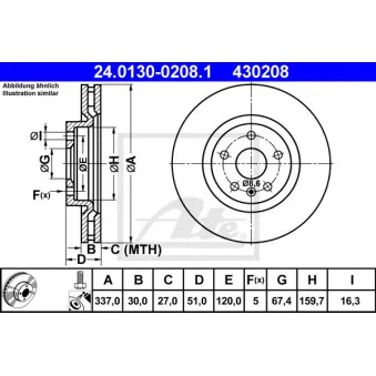 Jeu de 2 disques de frein avant ATE 24.0130-0208.1