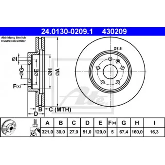 Jeu de 2 disques de frein avant ATE 24.0130-0209.1