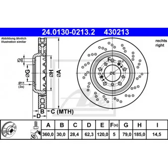 Disque de frein avant droit ATE 24.0130-0213.2