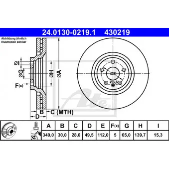 Jeu de 2 disques de frein avant ATE 24.0130-0219.1