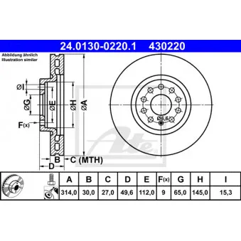 Jeu de 2 disques de frein avant ATE 24.0130-0220.1