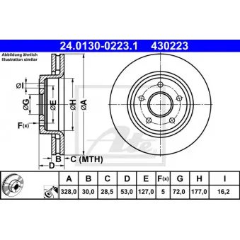 Jeu de 2 disques de frein avant ATE 24.0130-0223.1