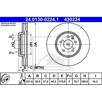 Jeu de 2 disques de frein avant ATE 24.0130-0224.1