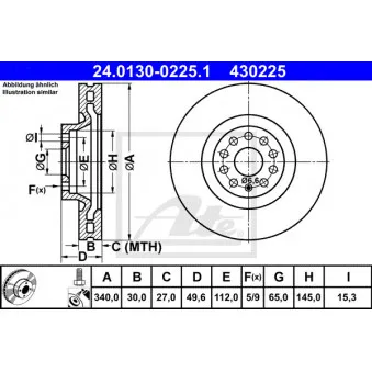 Jeu de 2 disques de frein avant ATE 24.0130-0225.1
