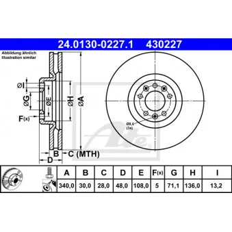 Jeu de 2 disques de frein avant ATE 24.0130-0227.1