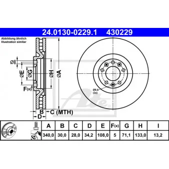 Jeu de 2 disques de frein avant ATE 24.0130-0229.1