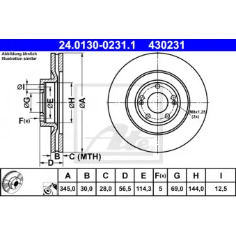 Jeu de 2 disques de frein avant ATE 24.0130-0231.1