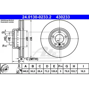 Jeu de 2 disques de frein avant ATE 24.0130-0233.2