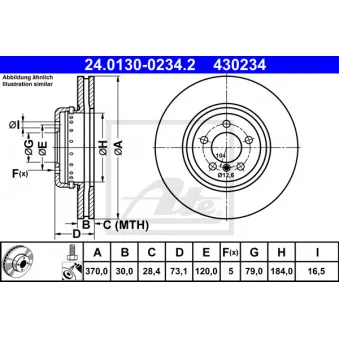Jeu de 2 disques de frein avant ATE 24.0130-0234.2