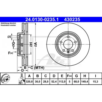 Jeu de 2 disques de frein avant ATE 24.0130-0235.1