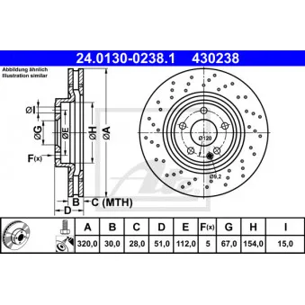 Jeu de 2 disques de frein avant ATE 24.0130-0238.1