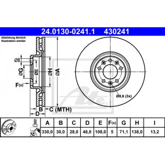 Jeu de 2 disques de frein avant ATE 24.0130-0241.1