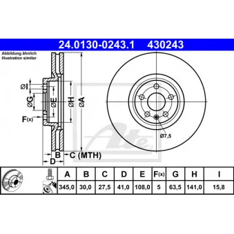 Jeu de 2 disques de frein avant ATE 24.0130-0243.1